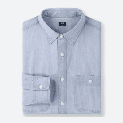 优衣库UNIQLO 休闲工装男士衬衫(水洗产品)(长袖)