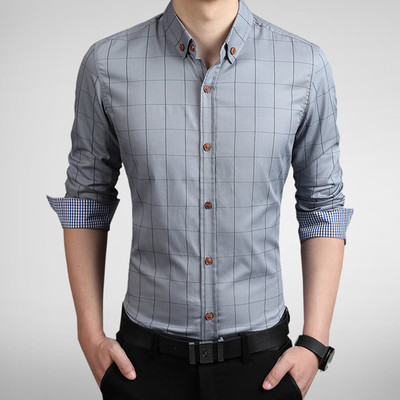 寒冰紫雨B2832 商务休闲男士长袖衬衫的优雅格调